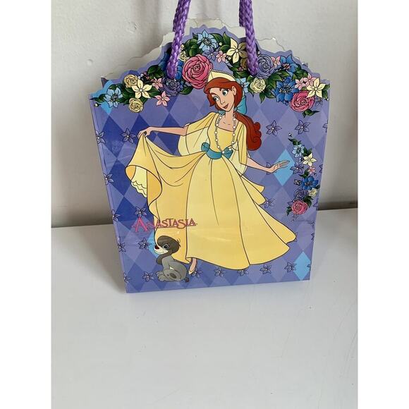 Anastasia Gift Bag VTG Blue Princess Dog Flowers 1997 Disney Princess Birthday - Picture 1 of 5